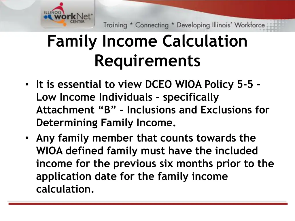 family income calculation requirements 1