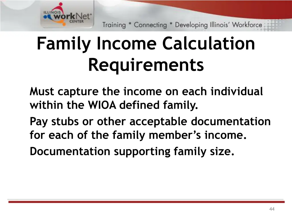 family income calculation requirements