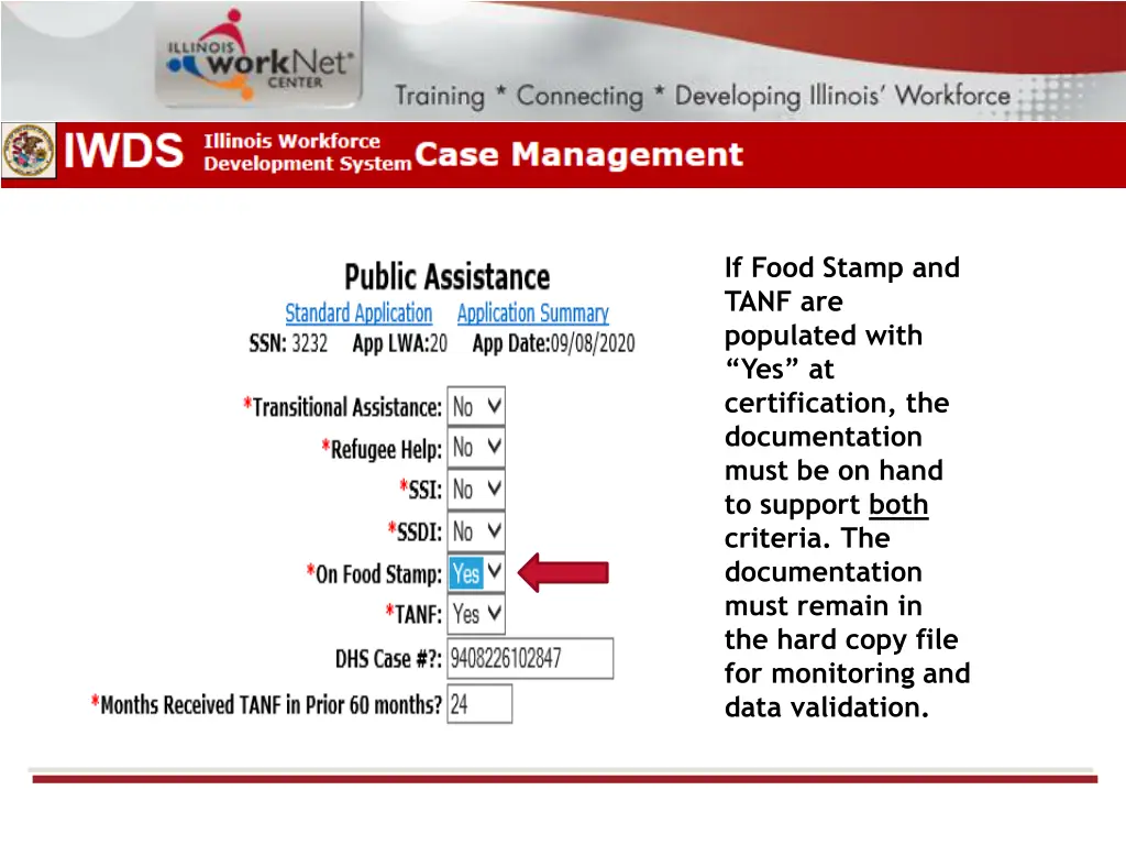 if food stamp and tanf are populated with