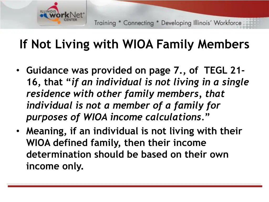 if not living with wioa family members