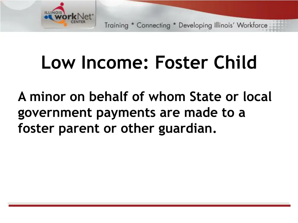 low income foster child