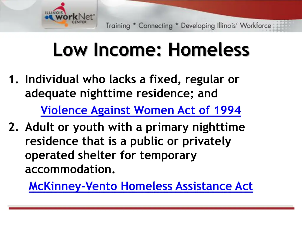 low income homeless