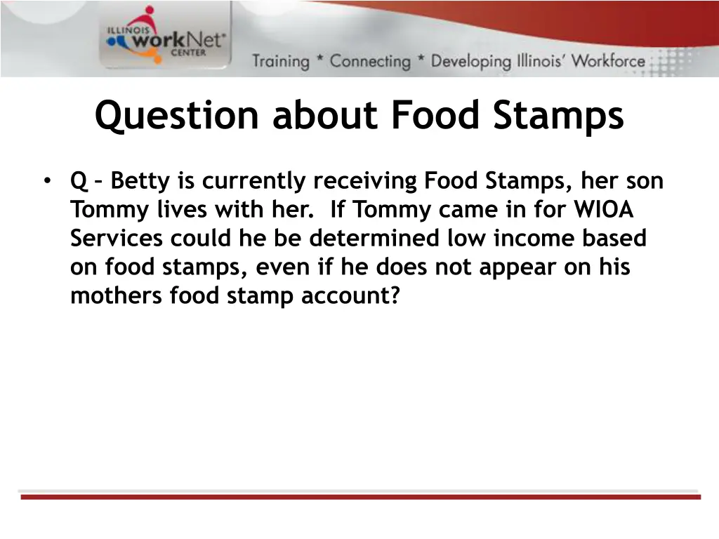 question about food stamps
