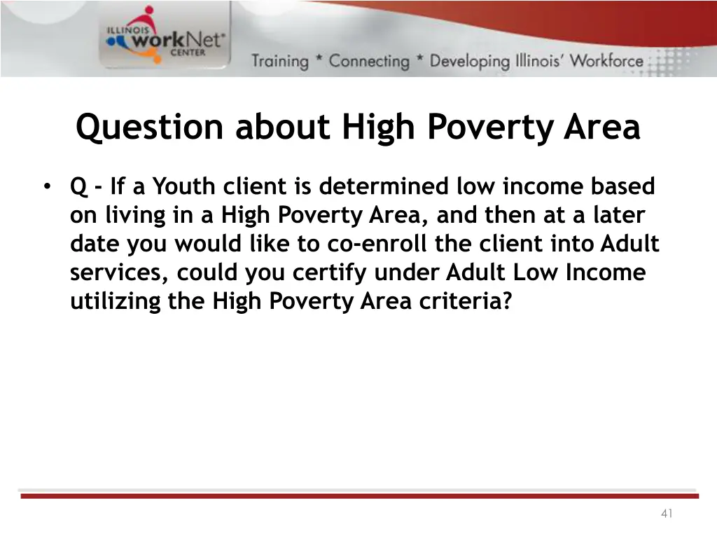question about high poverty area