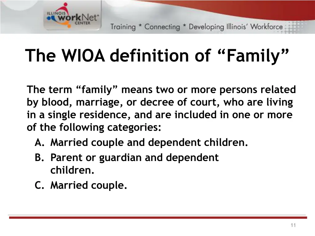 the wioa definition of family