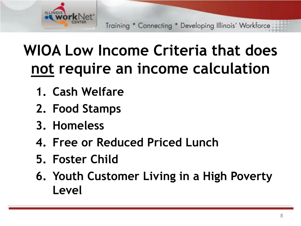 wioa low income criteria that does not require