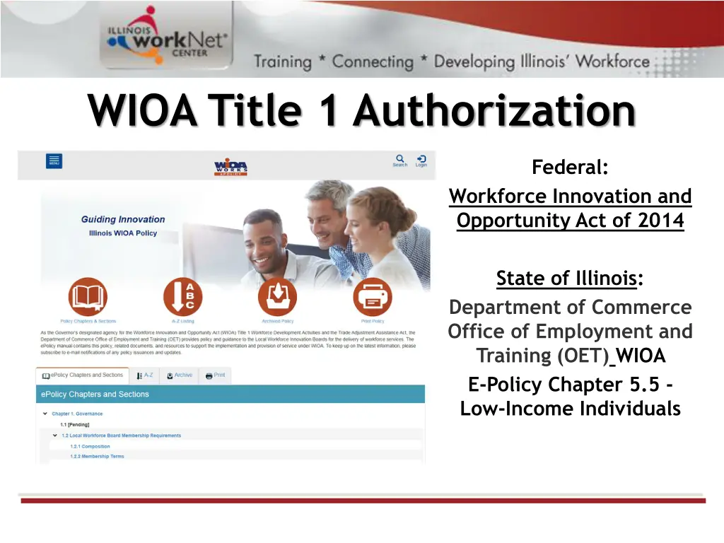 wioa title 1 authorization