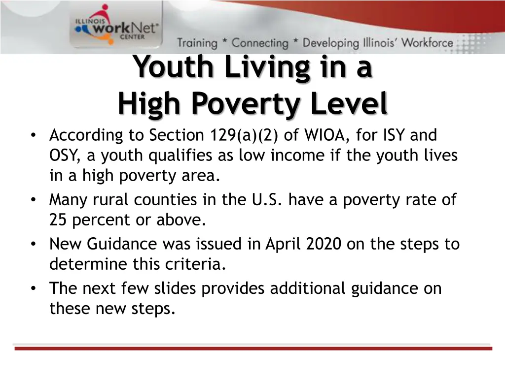 youth living in a high poverty level according