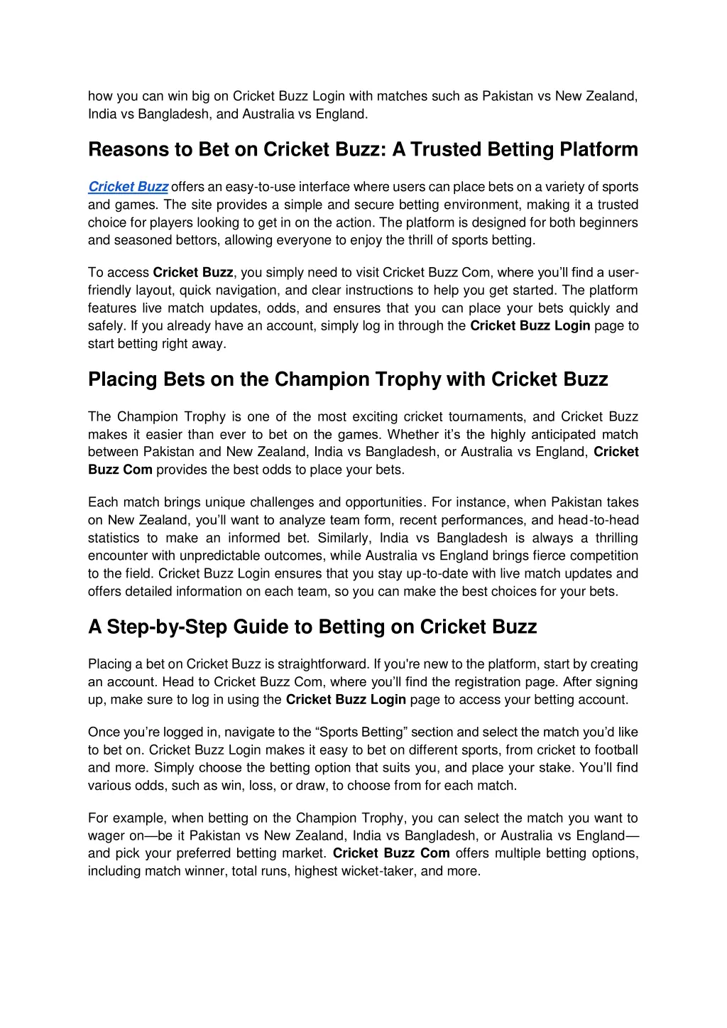 how you can win big on cricket buzz login with