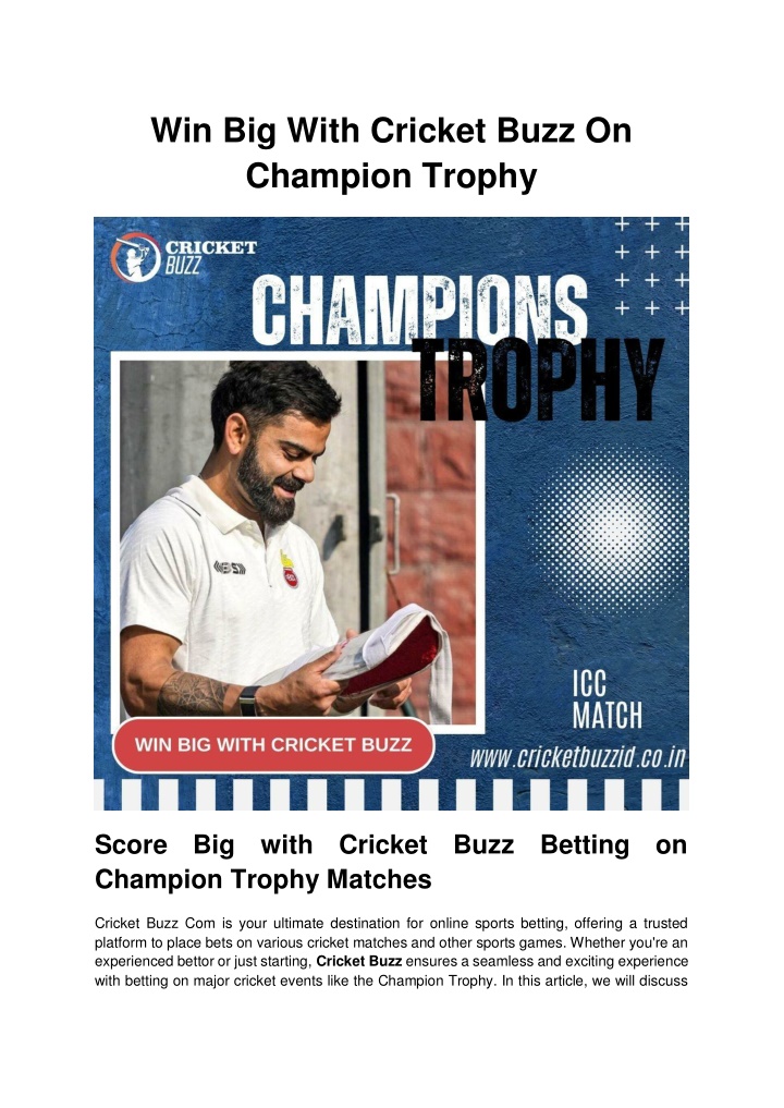 win big with cricket buzz on champion trophy