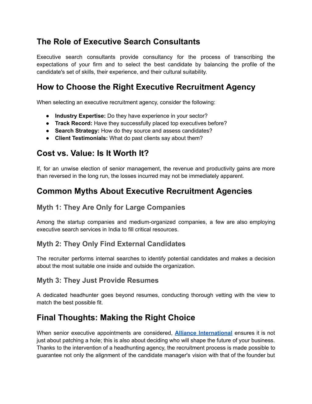 the role of executive search consultants
