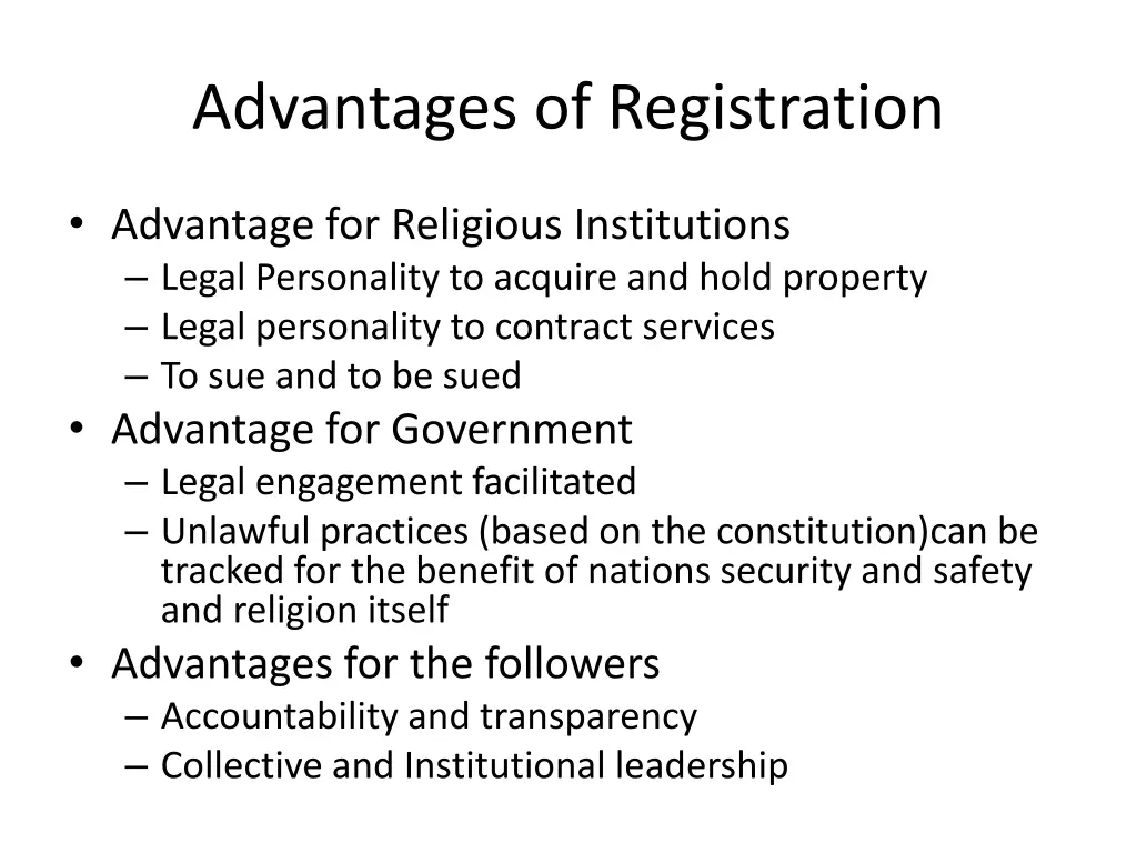 advantages of registration