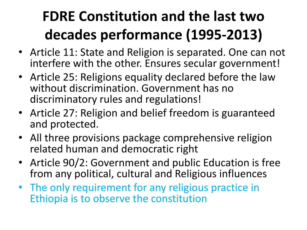 fdre constitution and the last two decades