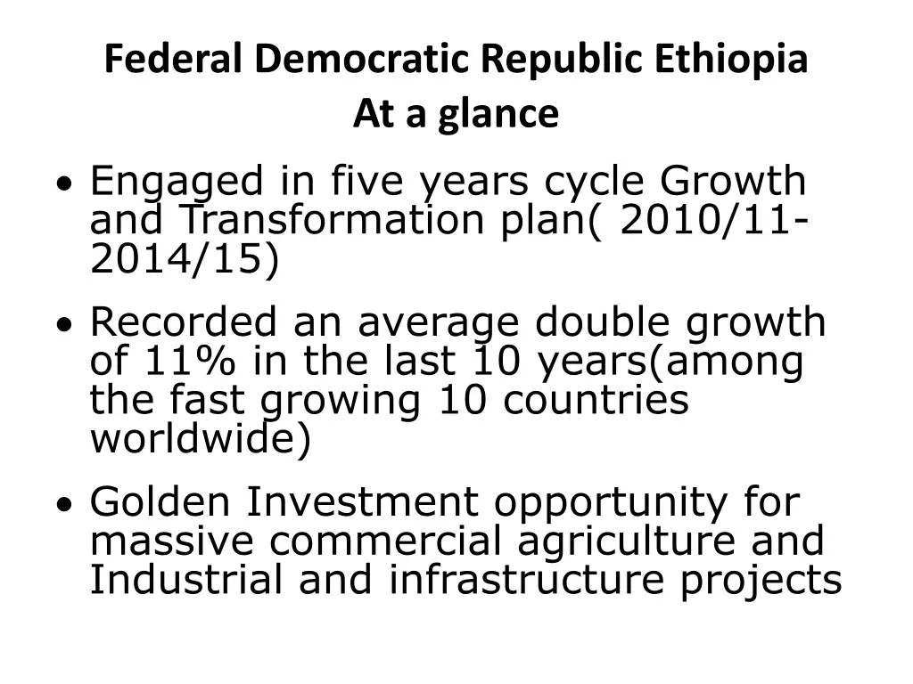 federal democratic republic ethiopia at a glance 1