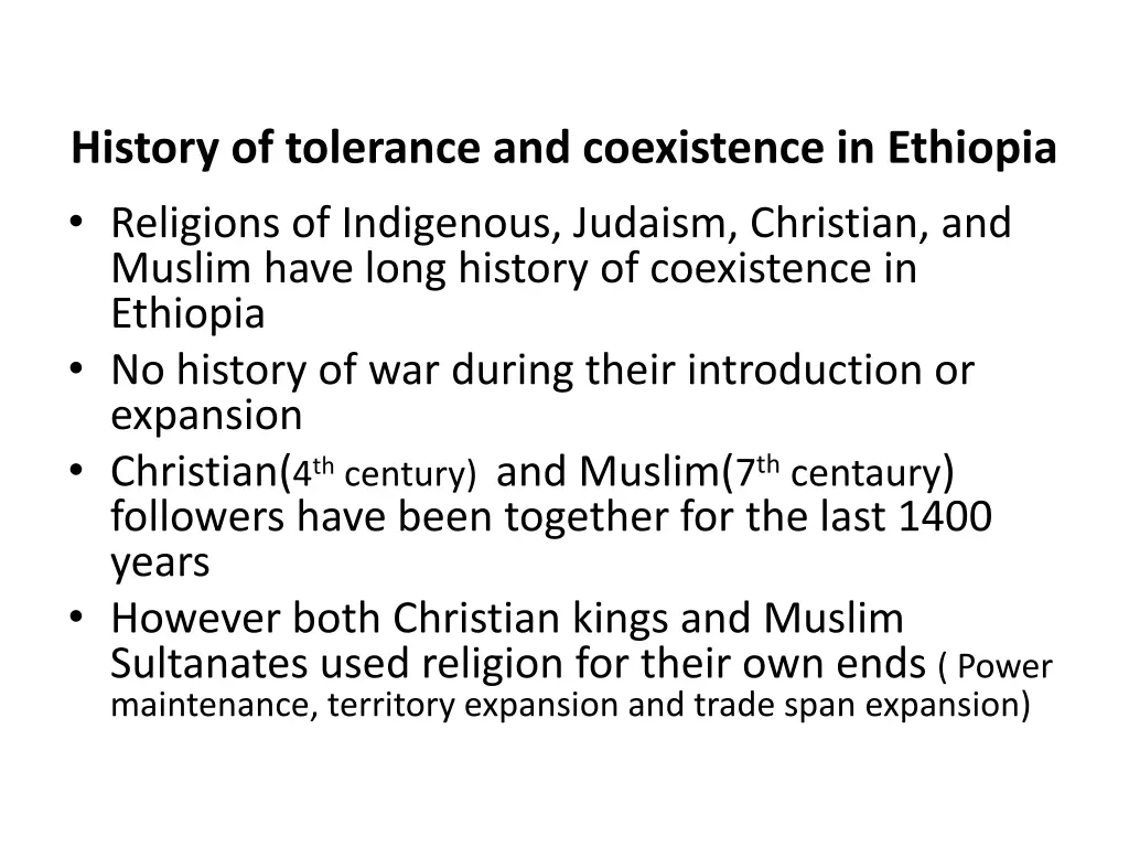 history of tolerance and coexistence in ethiopia