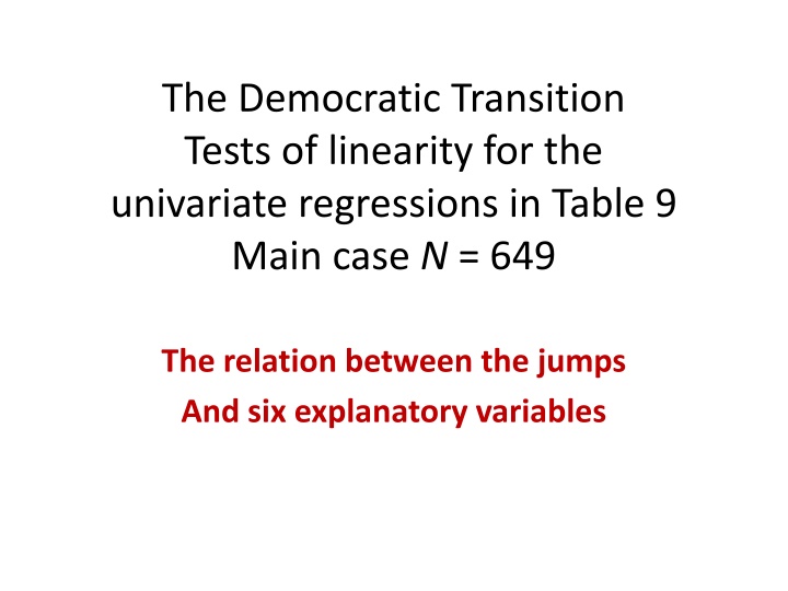 the democratic transition tests of linearity