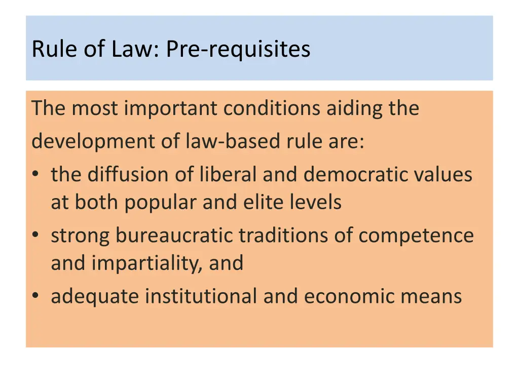 rule of law pre requisites