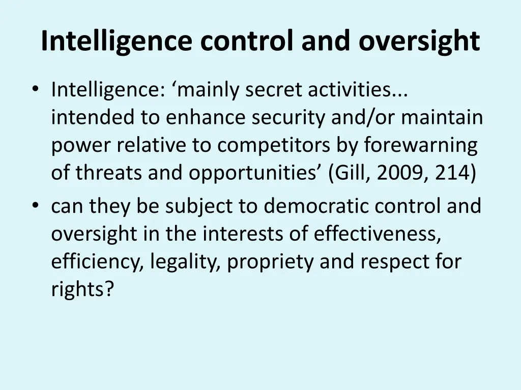intelligence control and oversight