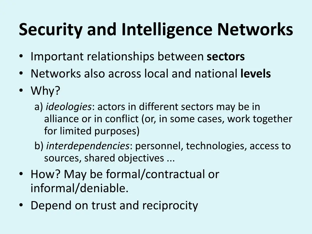 security and intelligence networks