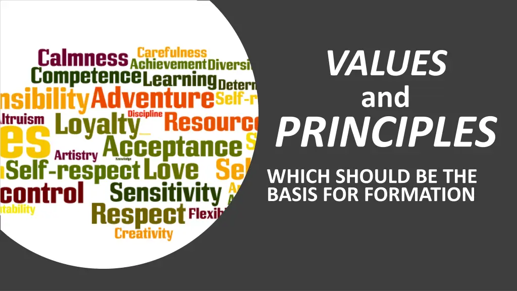 values and principles which should be the basis