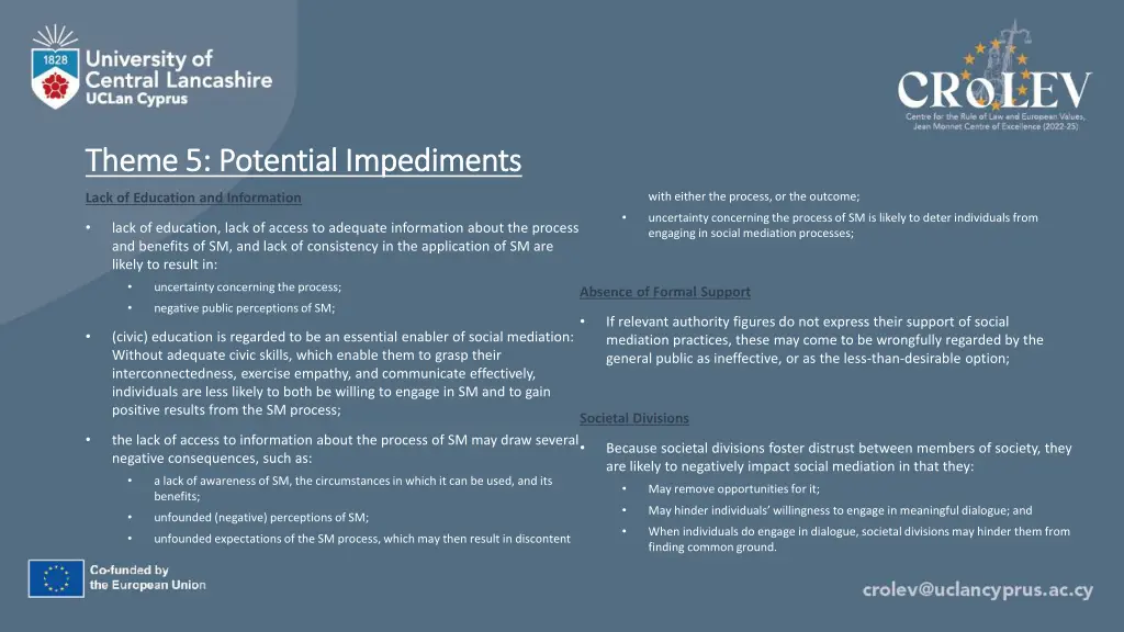 theme 5 potential impediments theme 5 potential