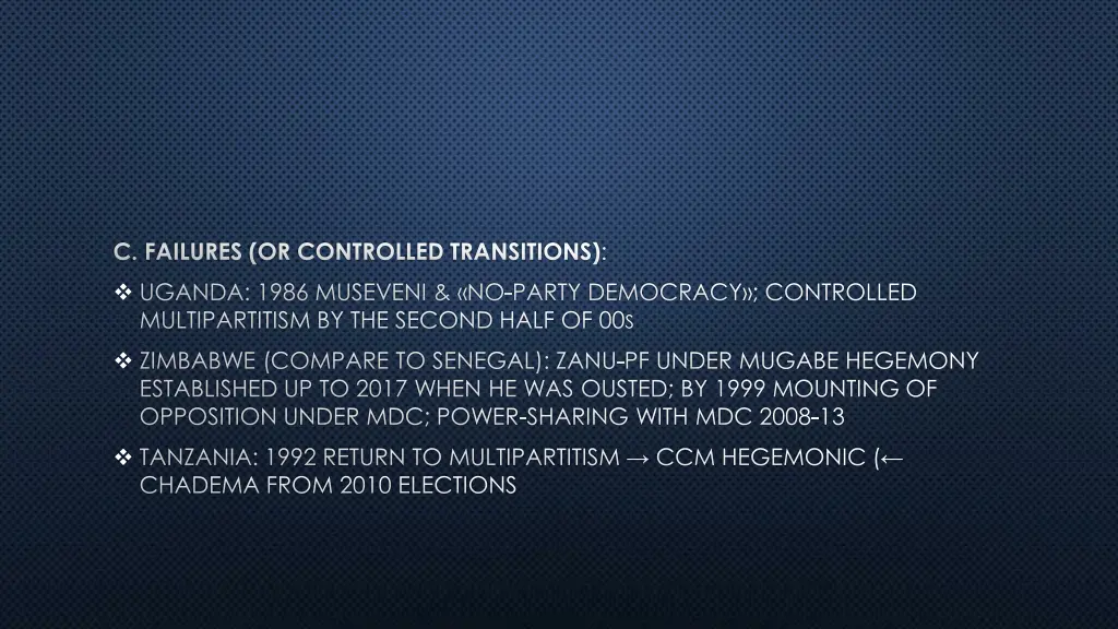 c failures or controlled transitions
