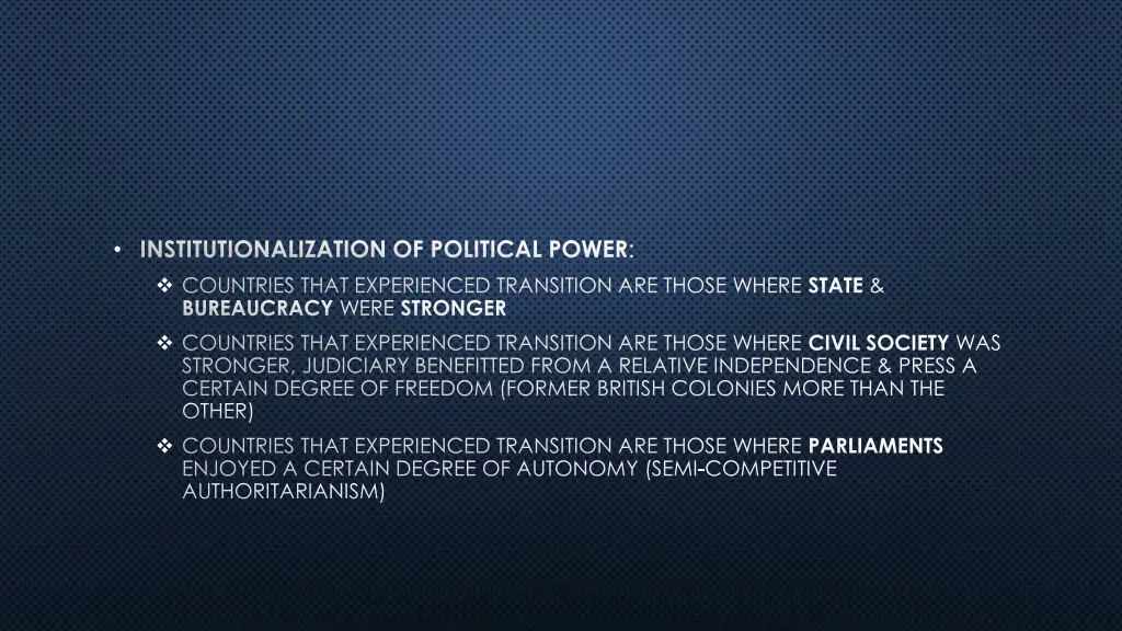 institutionalization of political power countries