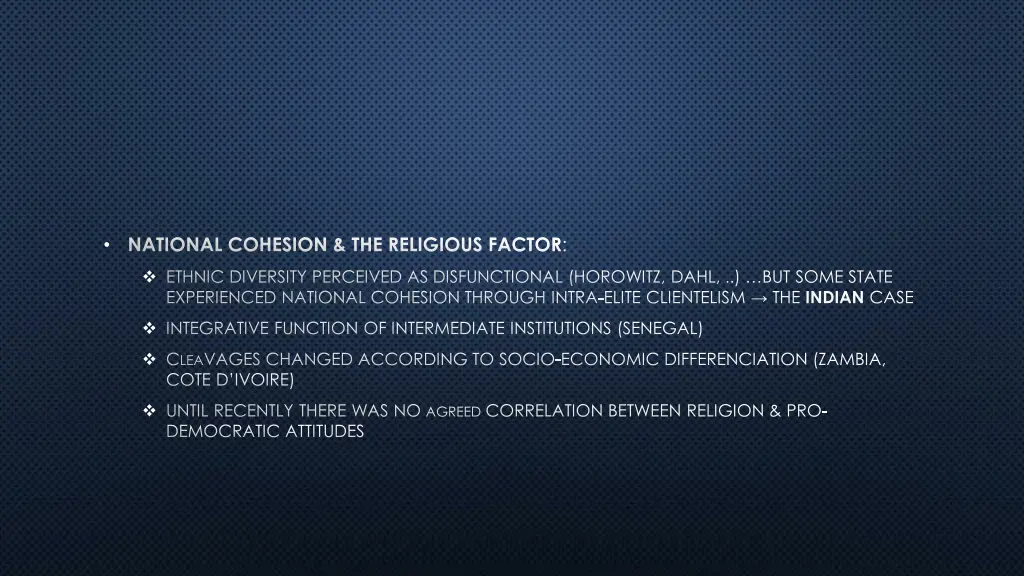 national cohesion the religious factor
