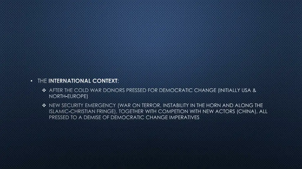the international context