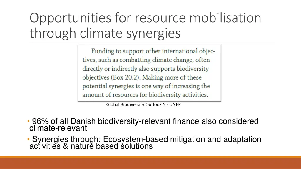 opportunities for resource mobilisation through