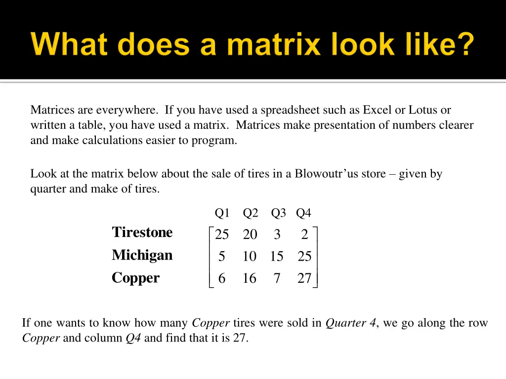 matrices are everywhere if you have used