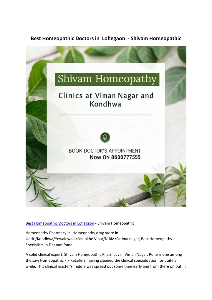 best homeopathic doctors in lohegaon shivam