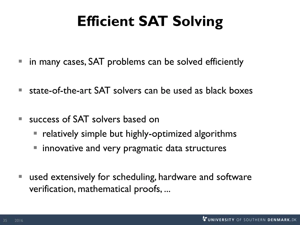 efficient sat solving