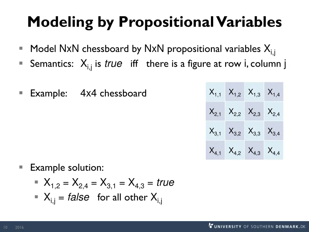 modeling by propositional variables