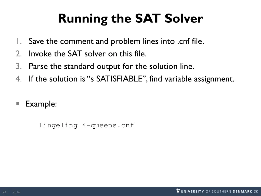 running the sat solver