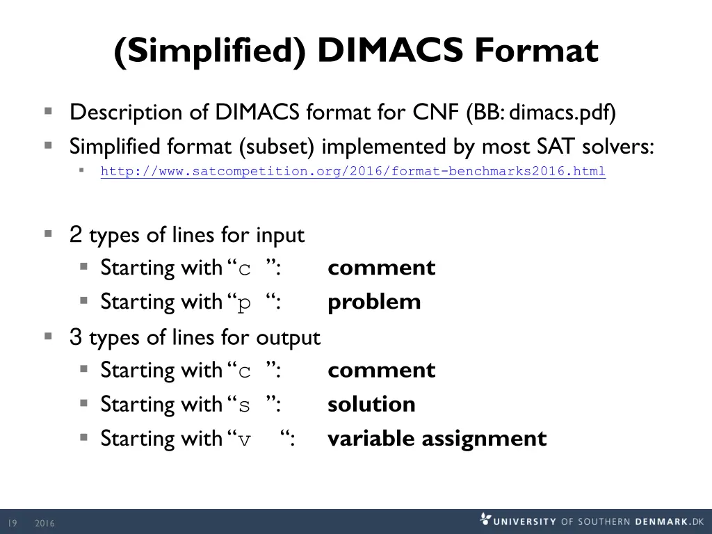 simplified dimacs format