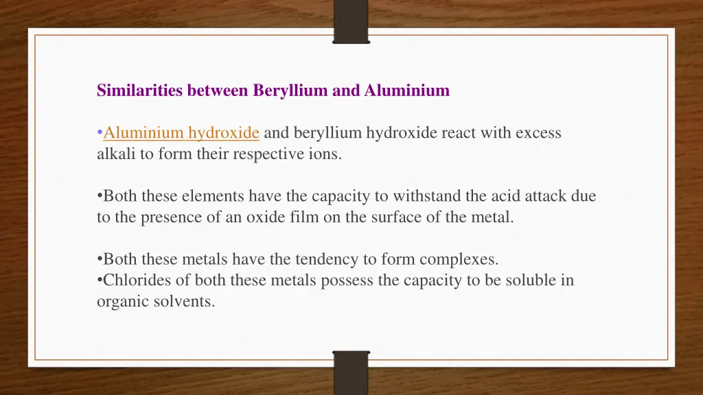 similarities between beryllium and aluminium
