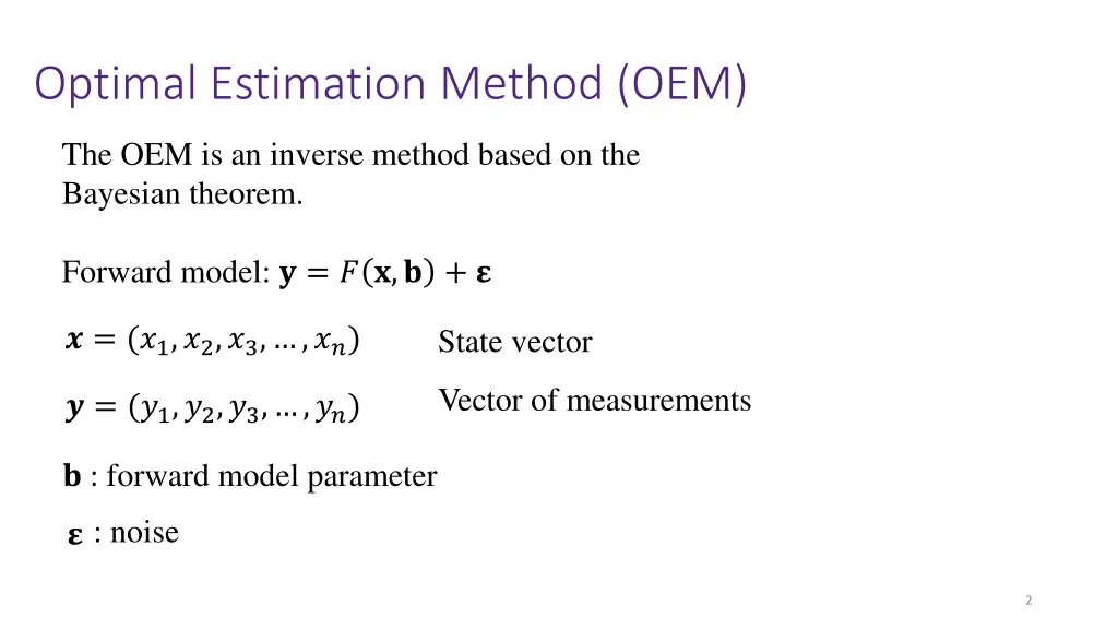 optimal estimation method oem