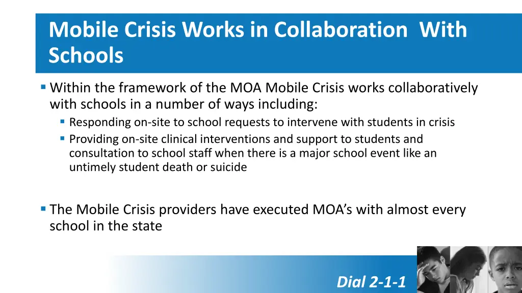mobile crisis works in collaboration with schools 1