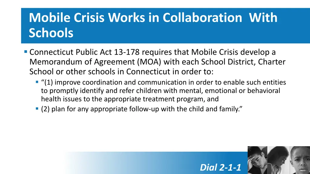 mobile crisis works in collaboration with schools