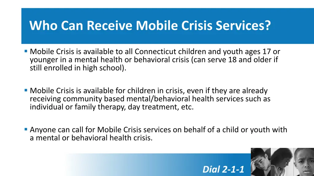 who can receive mobile crisis services