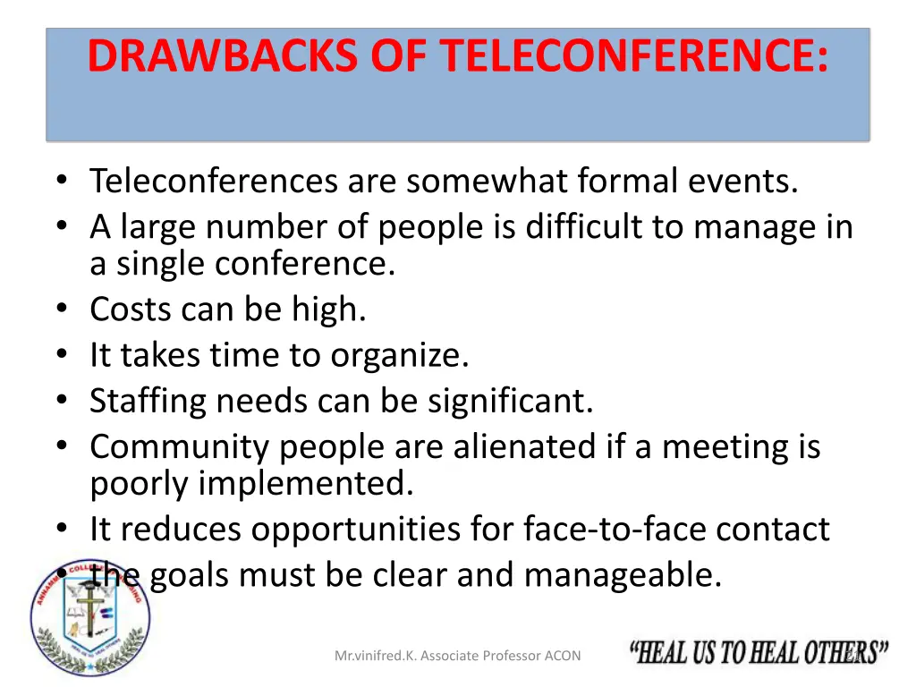 drawbacks of teleconference
