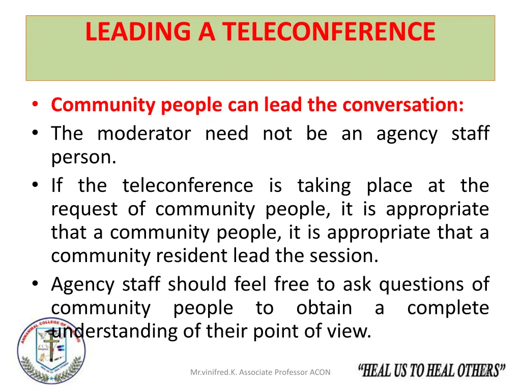 leading a teleconference