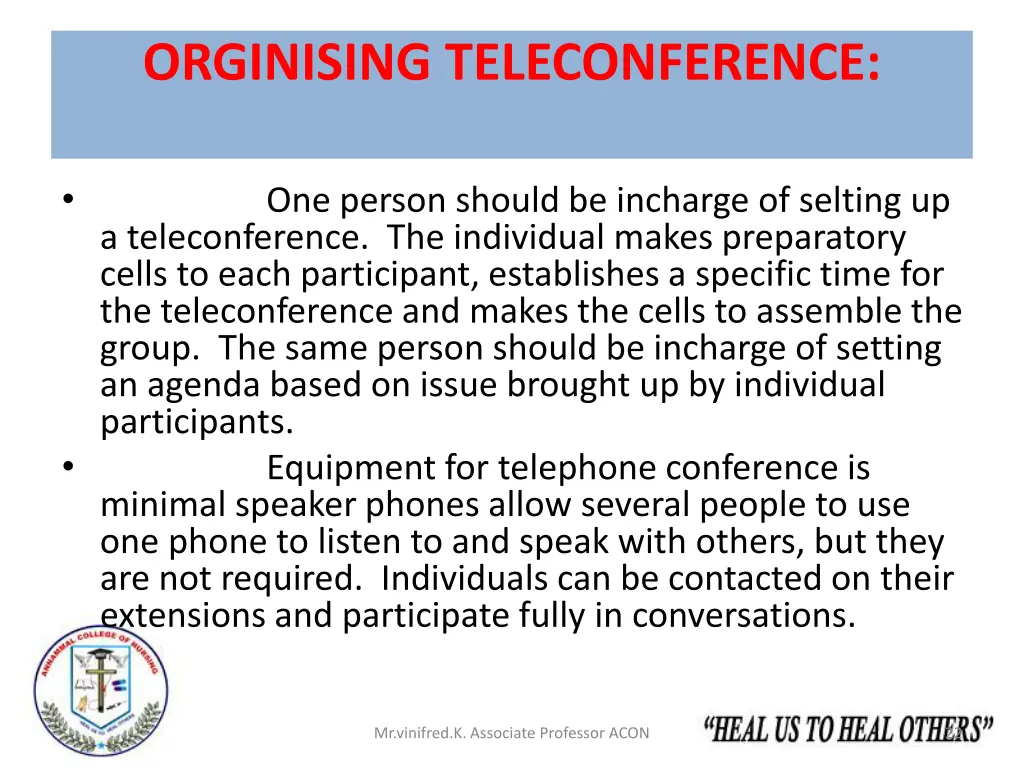 orginising teleconference