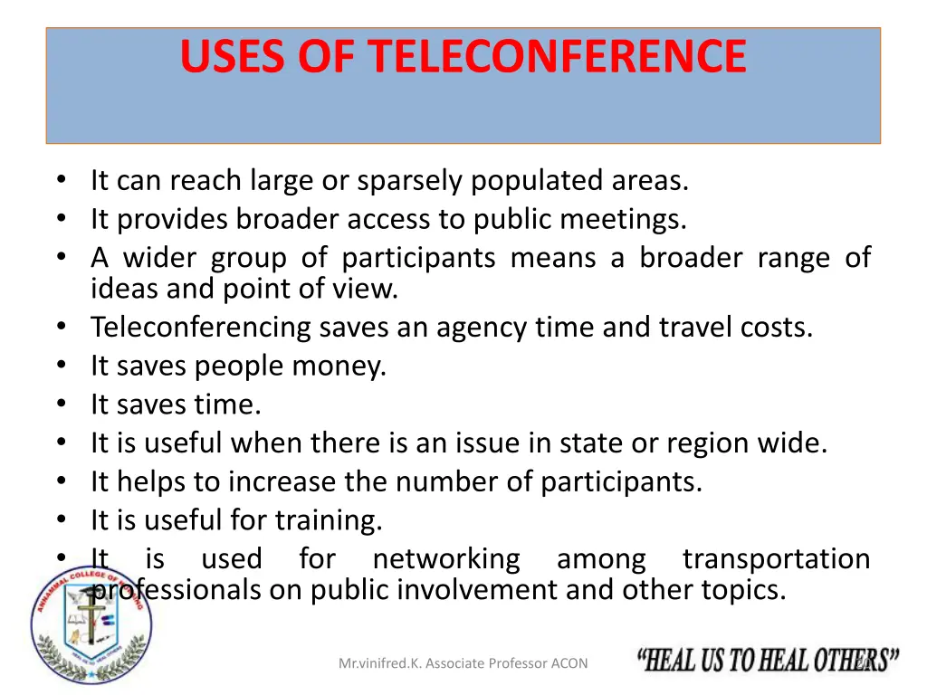 uses of teleconference