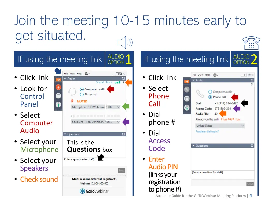 join the meeting 10 15 minutes early