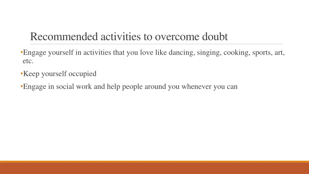 recommended activities to overcome doubt 1