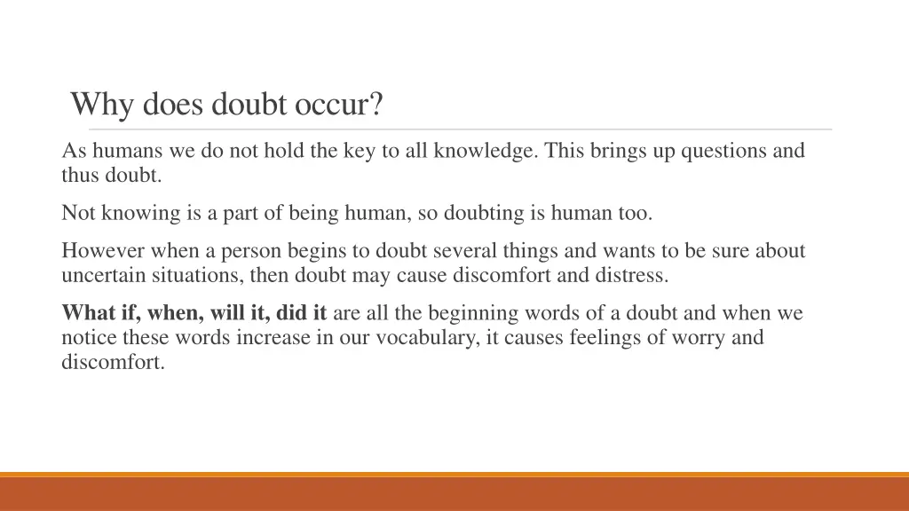 why does doubt occur