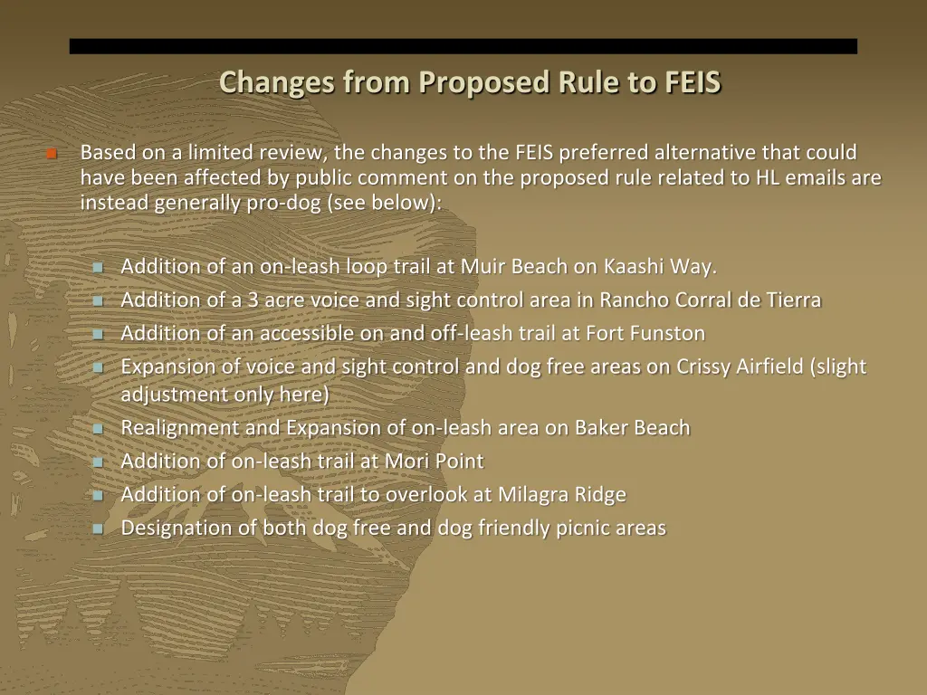 changes from proposed rule to feis