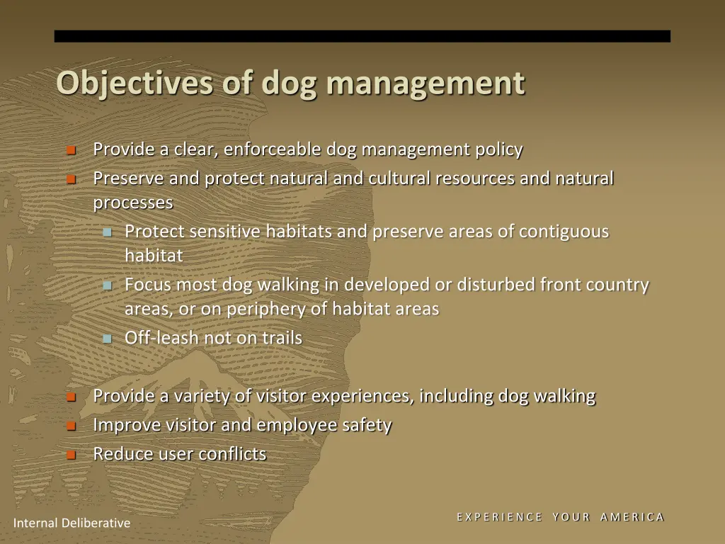 objectives of dog management